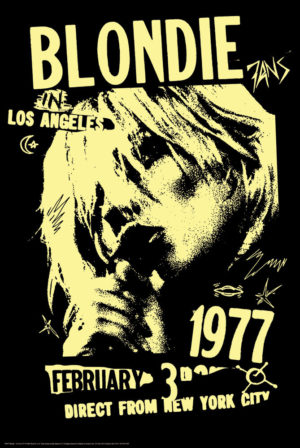 A wall poster print of the Los Angeles 1977 Tour poster for Blondie and Debbie Harry