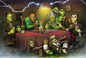 Monster Movie Characters Playing Poker Poster By Big Chris