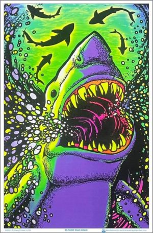 Shark Attack Blacklight Poster