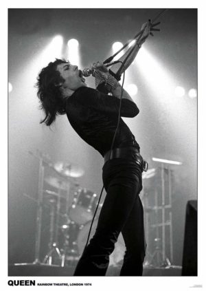 Queen Freddie Mercury live on stage at the Rainbow in 1974