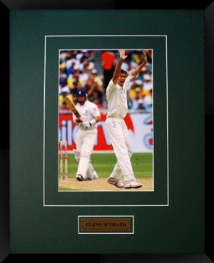 Glen McGrath Cricket Arms Up Matted And Framed Photo