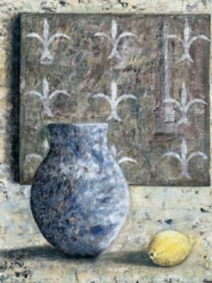 Brita Linius - Blue Vase And Lemon Art Print