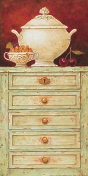 Eric Barjot - Vintage Dresser With Pots And Cherries Art Print