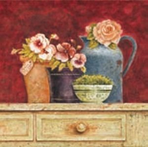 Eric Barjot - Vintage Dresser With Flowers Art Print