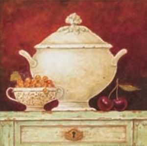 Eric Barjot - Vintage Dresser With Pots And Cherries Art Print