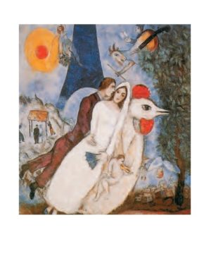 Marc Chagall - The Fiancées Of The Eiffel Tower Art Print