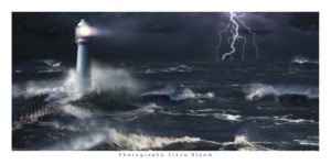 Lightning At The Lighthouse Photographic Print