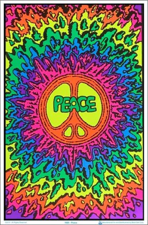Psychedelic Peace Flocked Velvet Blacklight Poster