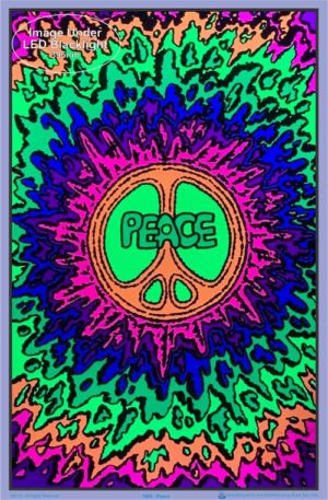 Psychedelic Peace Flocked Velvet Blacklight Poster - Image 2