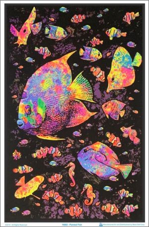 Painted Fish Flocked Velvet Blacklight Poster