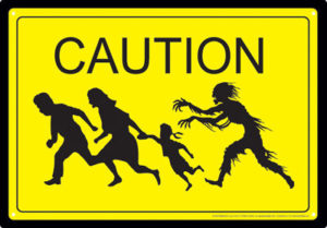 Zombies Caution Tin Sign