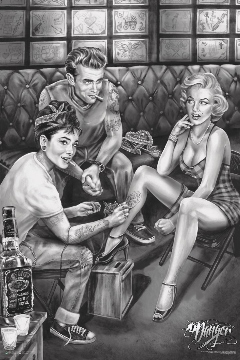 James Danger Harvey - Audrey, Marilyn and James Dean Tattoo Poster