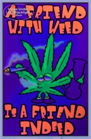 A Friend with Weed Flocked Velvet Blacklight Poster - Image 2