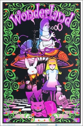 Wonderland Mushroom Flocked Velvet Blacklight Poster