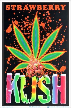 Strawberry Kush Flocked Velvet Blacklight Poster
