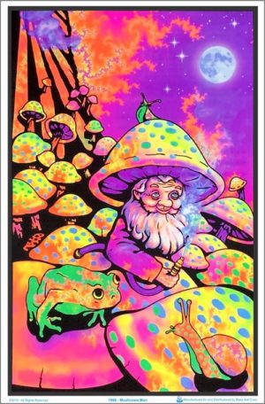 Mushroom Man Flocked Velvet Blacklight Poster