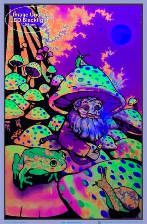 Mushroom Man Flocked Velvet Blacklight Poster - Image 2