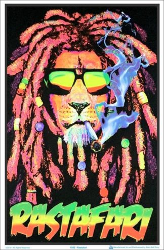 Rastafari Joint Flocked Velvet Blacklight Poster