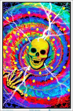 Spiral Skull Flocked Velvet Blacklight Poster