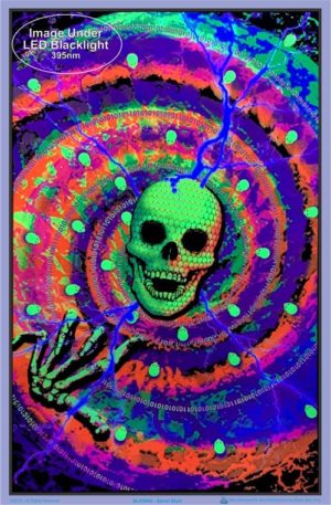 Spiral Skull Flocked Velvet Blacklight Poster - Image 2