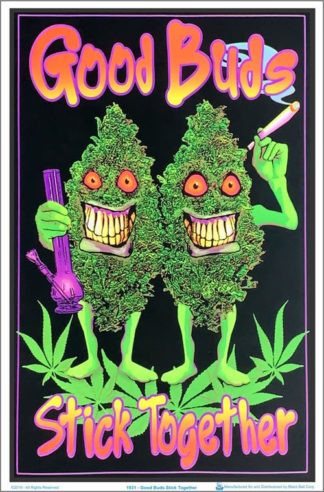 Good Buds Stick Together Flocked Velvet Blacklight Poster