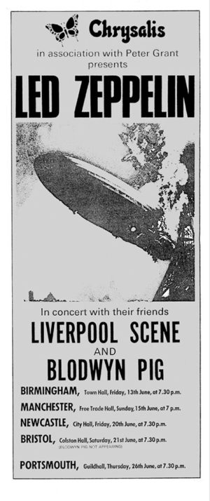 Led Zeppelin UK 1969 Tour Poster Art Print