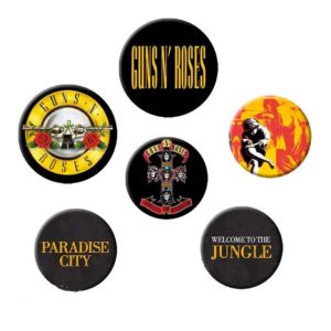 Guns n Roses Lyrics and Logos Pin Badges 6 Pack - Image 2