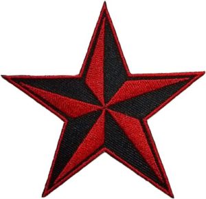 Red Nautical Star 7.5x7.5cm Embroidered Sew On Patch