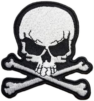 White Skull and Crossbones 7x7cm Embroidered Sew On Patch