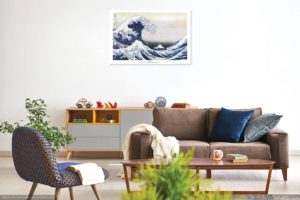 Katsushika Hokusai - The Great Wave off Kanagawa Poster (Light tones and white border) - Image 2