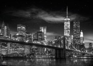New York Freedom Tower Brooklyn Bridge At Night Giant Poster