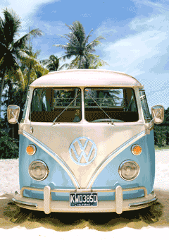 VW Camper Van Californian Beach Large 3D Lenticular Poster