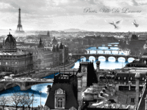 Paris Eiffel Tower City View Large 3D Lenticular Poster