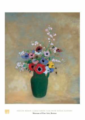 Odilon Redon - Large Green Vase With Mixed Flowers Art Print