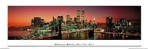 New York Twin Towers Brooklyn Bridge Slim Poster