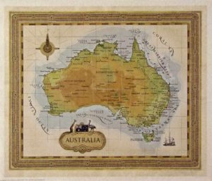 Australia Antique-Style Map (with spelling mistakes) Actual size 63x54cm Art Print