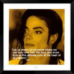 Michael Jackson Quote Yellow Photographic Print - Art Print 40x40cm in Black Frame