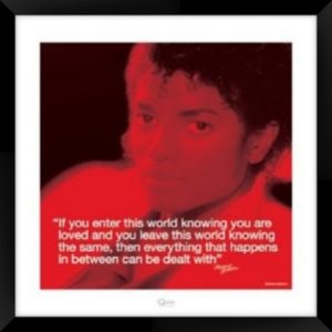 Michael Jackson Quote Red Photographic Print - Art Print 40x40cm in Black Frame