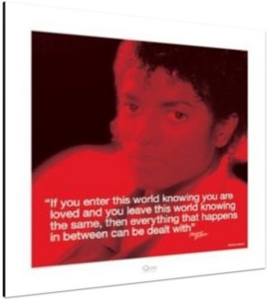 Michael Jackson Quote Red Photographic Print - Art Print 40x40cm Blockmounted
