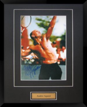 Andre Agassi Serve Memorabilia Matted And Framed Photo