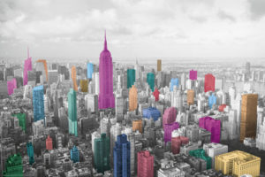 New York Manhattan Coloured Skyline Poster