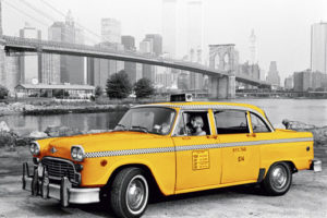 New York Moment Yellow Taxi Car Poster