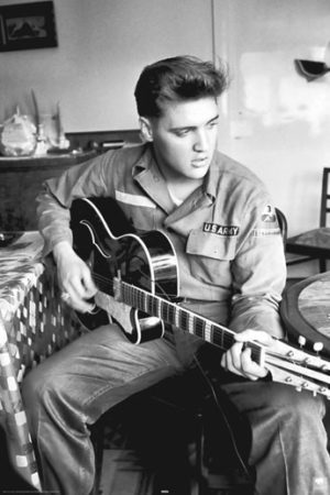 Elvis Presley Army Guitar Poster