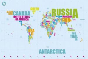 World Map in Words Poster