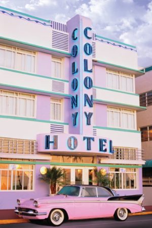 Miami Colony Hotel Car Poster