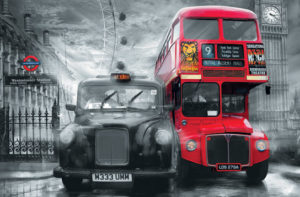 London Black Taxi And Red Bus Giant Photographic Print