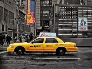 New York Yellow Taxi 7th Avenue Car Mini Poster