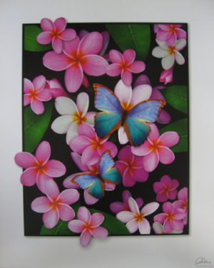 Pink Frangipani Butterfly Mini Poster