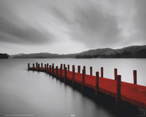 Wooden Landing Jetty Red Mini Poster