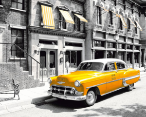 New York Yellow Taxi Street Car Mini Poster